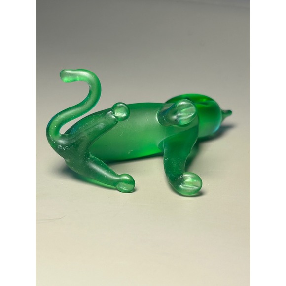 Set of 4 Frosted Glass Cat Figurines Pink Blue Purple Green Art Glass Miniatures - Picture 4 of 16